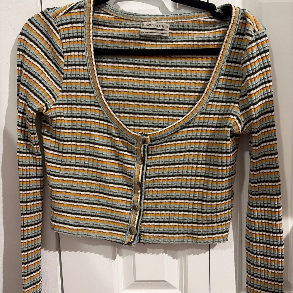 Urban Outfitters Striped Button-Up Crop Top